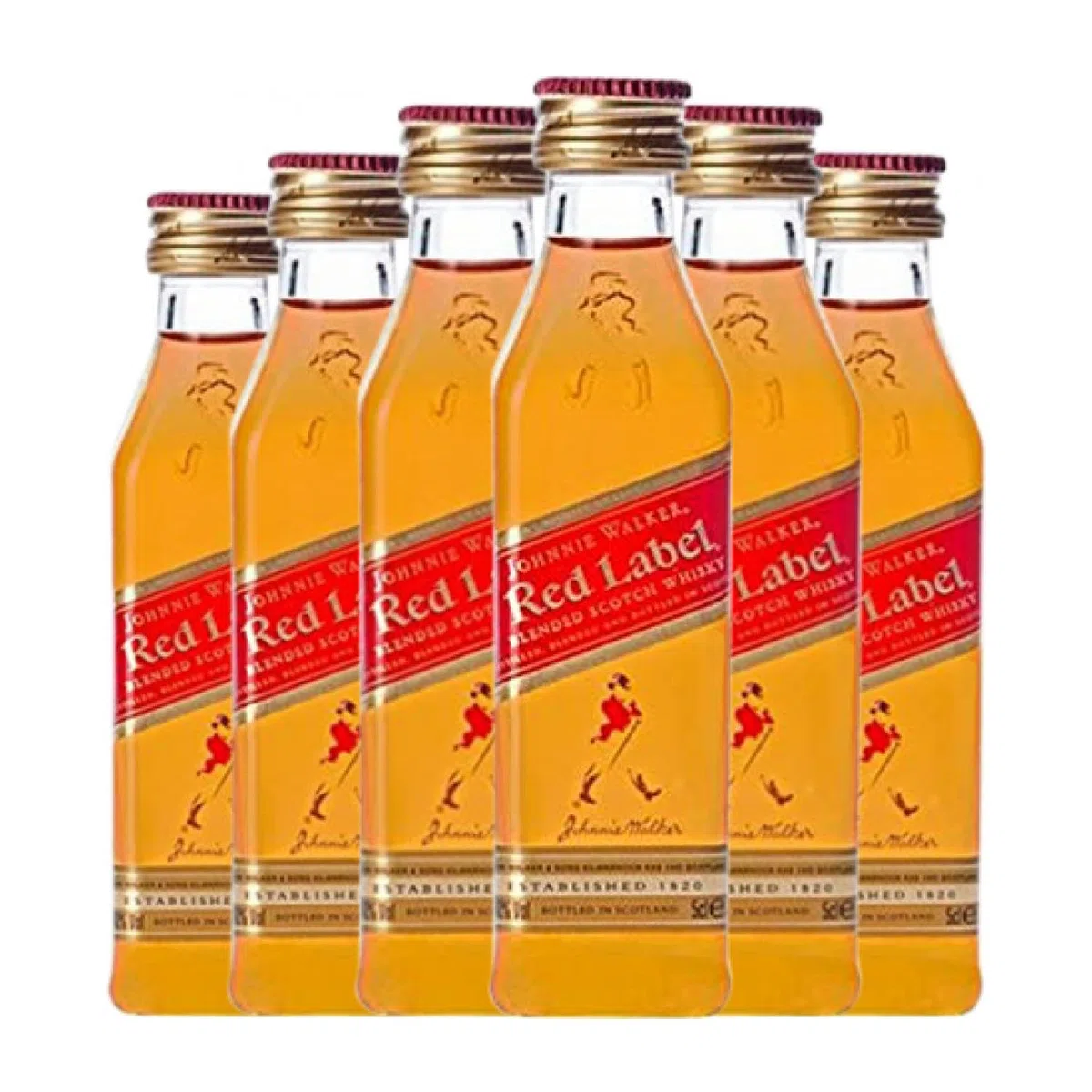 Whisky Blended Johnnie Walker Red Label Botellín Miniatura 5 cl (Caja de 6 Botellín Miniatura de 5 cl)